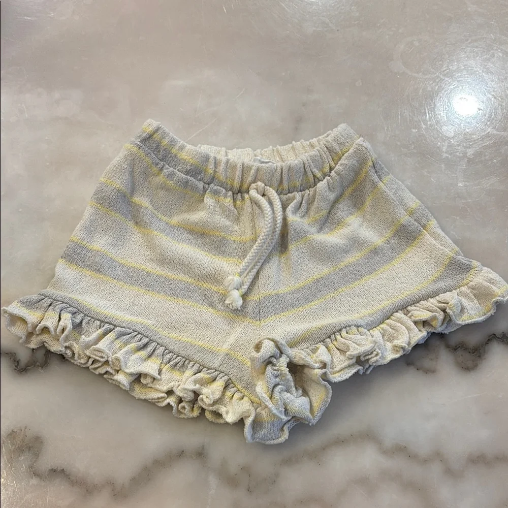 Zara Striped Ruffle Hem Shorts - Picture 1 of 1